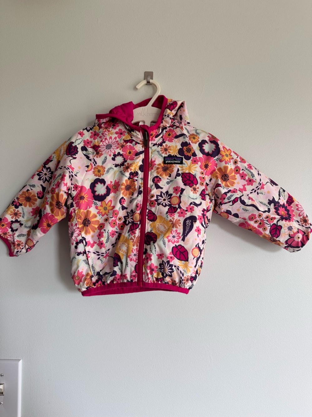 Patagonia Kids' Floral Puffer Down Jacket in Pink Multicolored Reversible